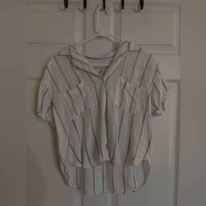 Short sleeve, white button down blouse